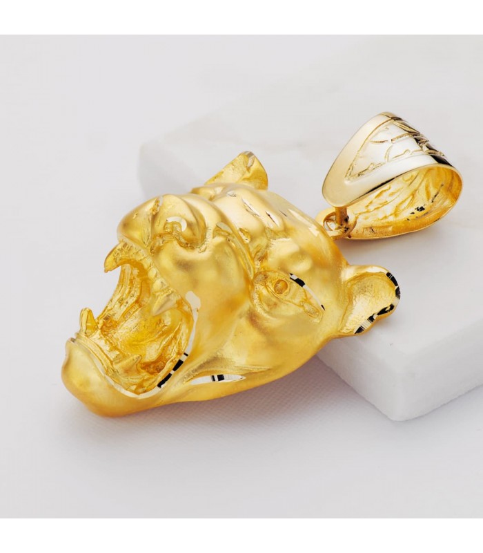 Ciondolo testa di Puma oro giallo 18kt 40 mm, massiccio - Gioielli uomo