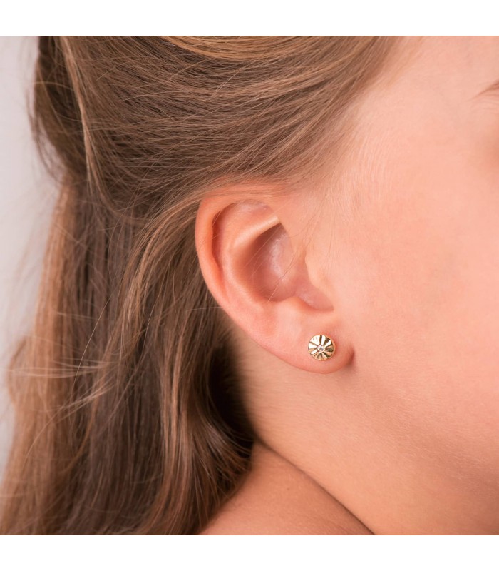 Pendientes Oro Amarillo 18K Soraya 6.5mm  - pendientes niñas oro - circonitas
