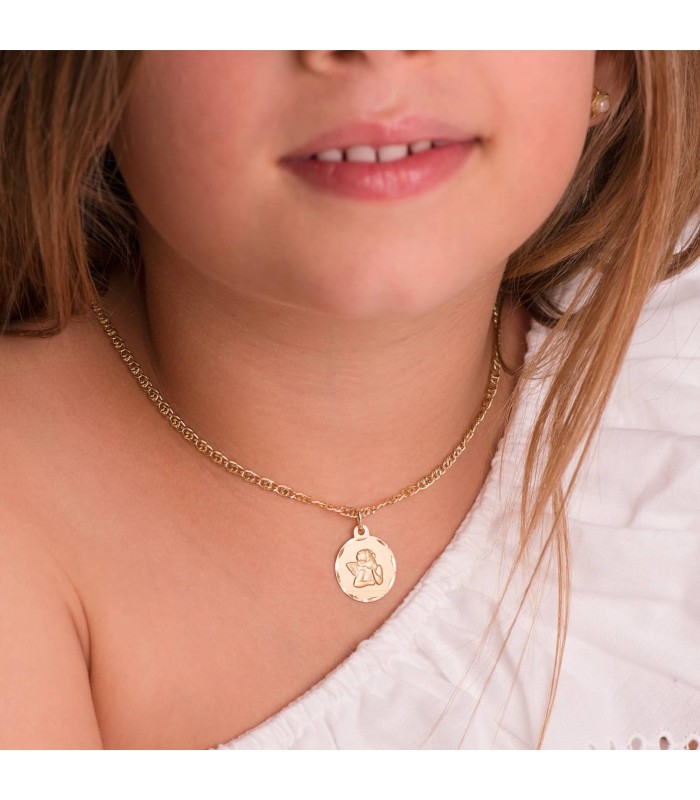 Medalla Angelito Oro Amarillo 9K 16mm Tallada | joyería online | regalos para bebés