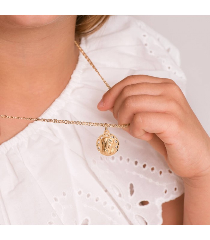 Catena da bambina e ragazza - Collana Marinara, maglia traversino in oro 750, 3 mm x 45 cm
