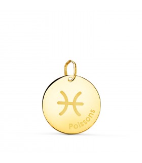 Pendentif Zodiaque Poissons Or 18K 16 mm