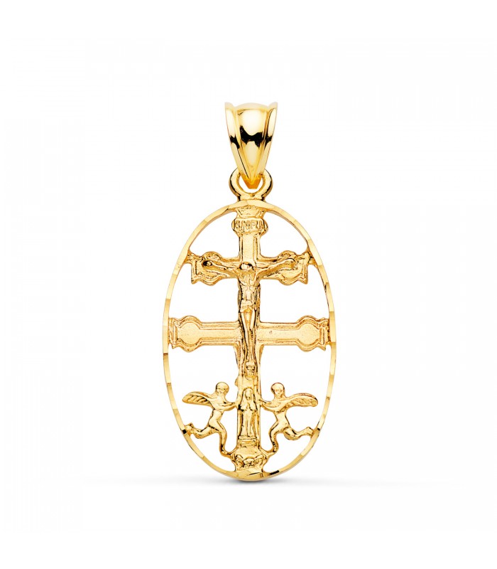 Kreuz von Caravaca, massiv, 30 mm – religiöser Anhänger, 750er Gold - Krankheiten Schutzsymbol
