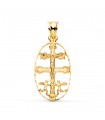 Pendentif Croix Caravaca Or 18K Entouré Ovale 30mm