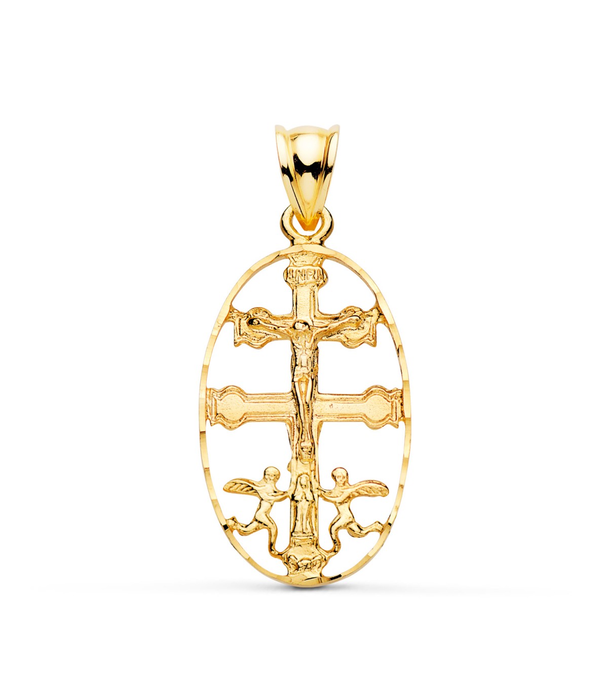 Kreuz von Caravaca, massiv, 30 mm – religiöser Anhänger, 750er Gold - Krankheiten Schutzsymbol