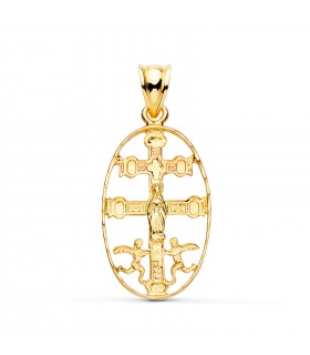 Kreuz von Caravaca, massiv, 30 mm – religiöser Anhänger, 750er Gold - Krankheiten Schutzsymbol