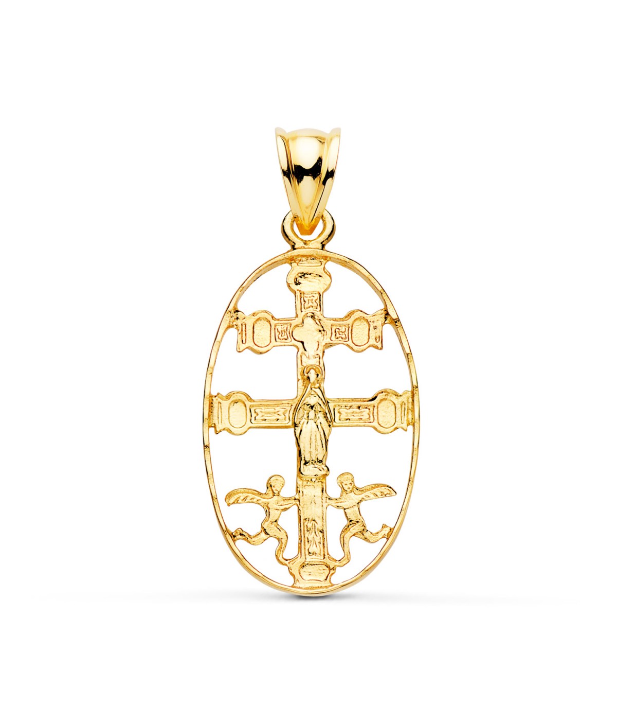 Kreuz von Caravaca, massiv, 30 mm – religiöser Anhänger, 750er Gold - Krankheiten Schutzsymbol