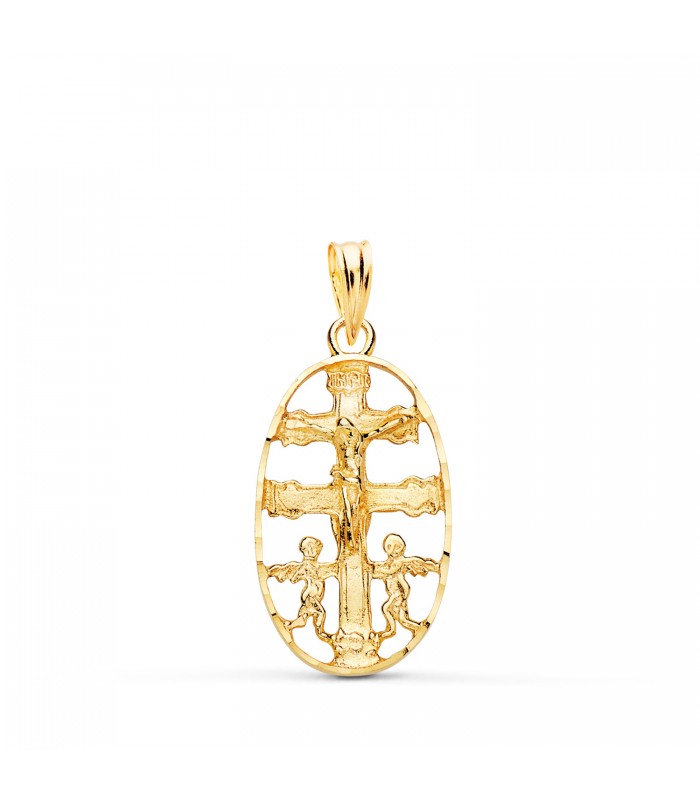 Cruz de Caravaca Oro 18K Cerco Oval 25 mm - cruces de oro - Alda Joyeros