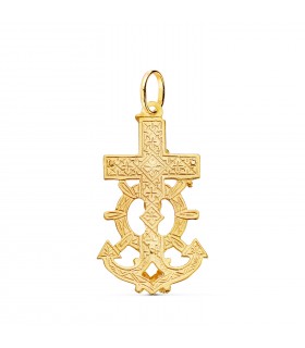 Kreuz mit Anker und Christus aus 18 Karat Massivgold, 35 mm – Anhänger und religiöser Schmuck