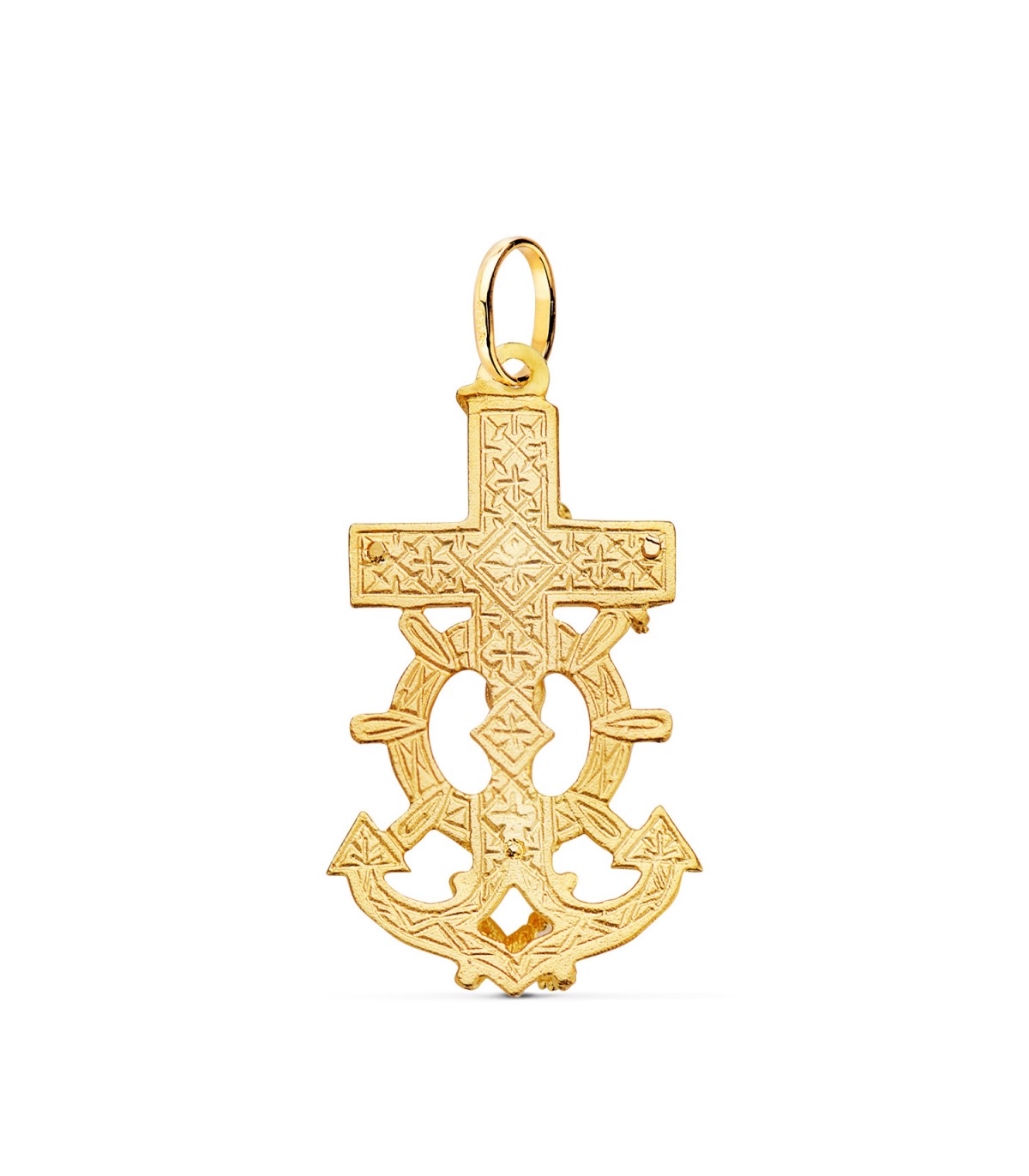 Croix Ancre Christ Or 18K 35mm - Pendentif croix marine, symbole religieux