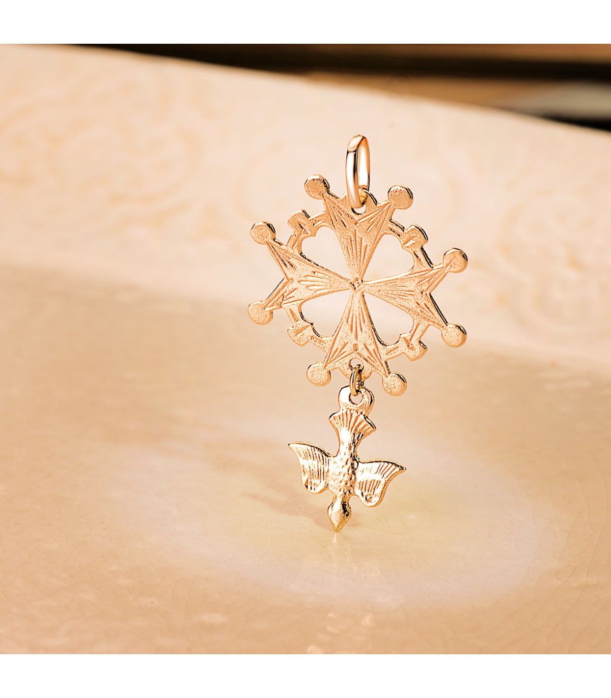 Colgante Cruz Huguenotte Oro 18K 40mm - joyas online - joyería de oro - cruz maltesa, hugonote, hugonota