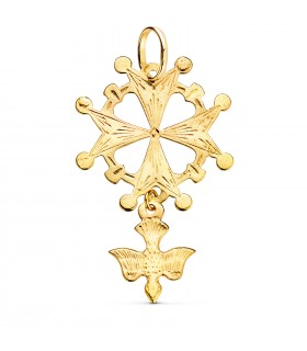 Pendentif Croix Huguenotte Or 18K 40mm