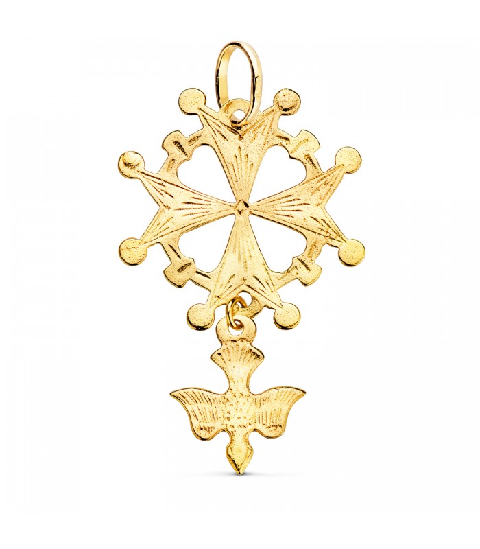 Colgante Cruz Huguenotte Oro 18K 40mm - joyas online - joyería de oro - cruz maltesa, hugonote, hugonota