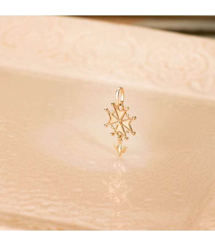 Cruz Huguenotte Oro 18 K 23 mm - joyas online - joyería de oro - cruz maltesa, hugonote, hugonota