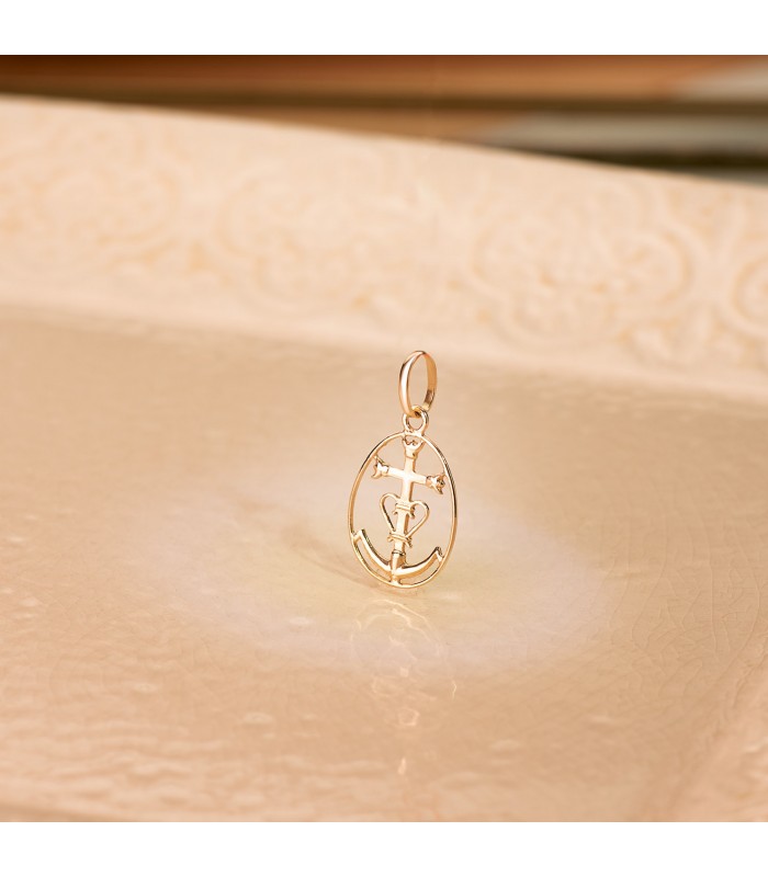 Croce della Camargue in oro giallo 18 kt, 18 mm – Simbolo religioso della Francia