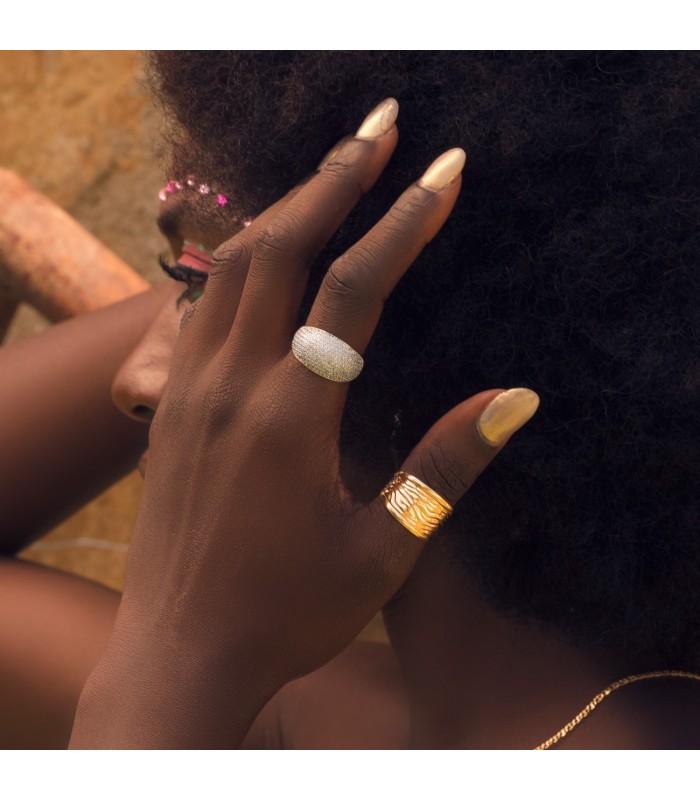 Anillo de oro para mujer ancho con ondas