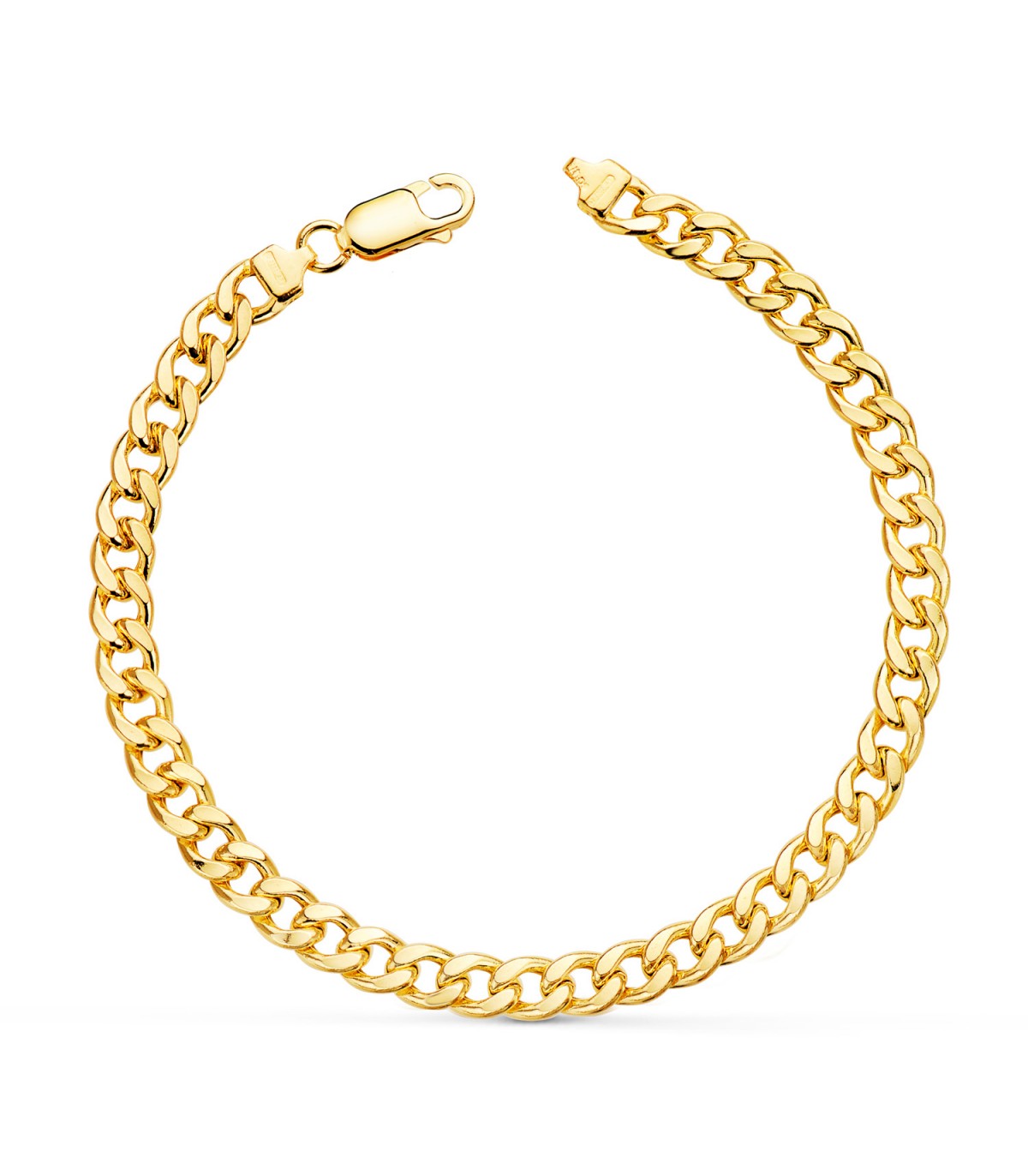 Bracelet Ancien Chaîne Tank Maille Gourmette - Plaqué Or 18k, Style Art Nouveau