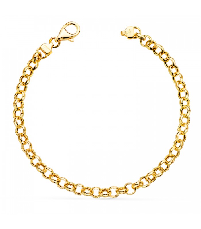 Pulsera Cadena Rolo Oro 18K 5mm 19cm | pulsera cadena , pulseras de mujer, pulseras hombre | Joyas unisex