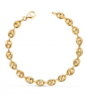 Pulsera Grano de Café Oro 18K 6mm 19cm | pulsera cadena |pulseras para mujer