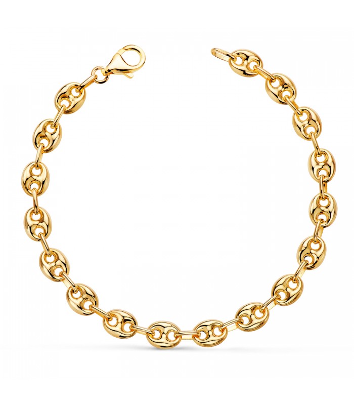 Pulsera Grano de Café Oro 18K 6mm 19cm | pulsera cadena |pulseras para mujer