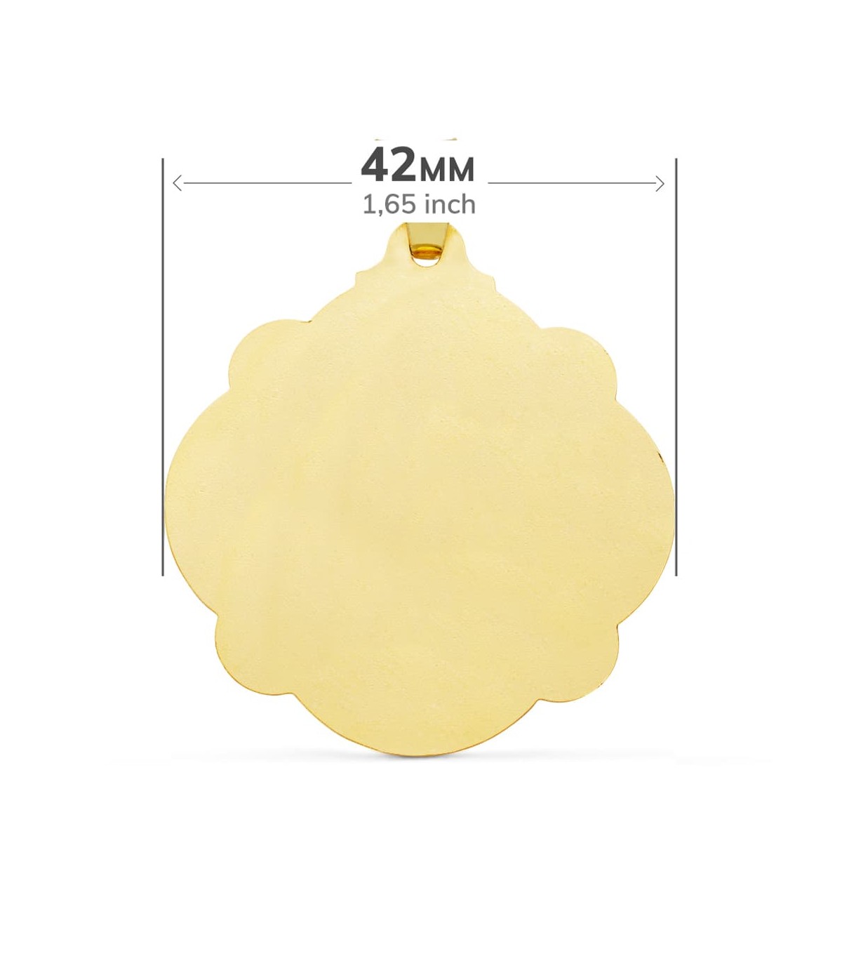 Medalla Virgen Carmen Oro 18 K 42 mm Pandereta - medallas de oro, medallas religiosas