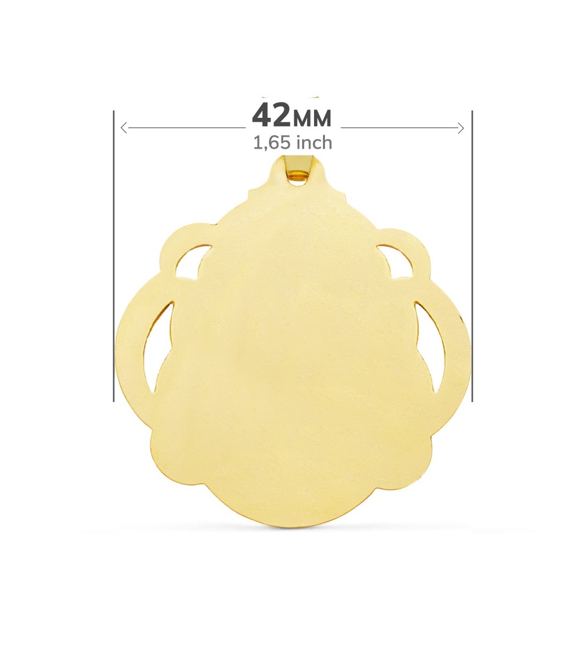 Medalla Virgen Carmen Oro 18K  Pandereta 42mm - medallas religiosas, medallas de oro