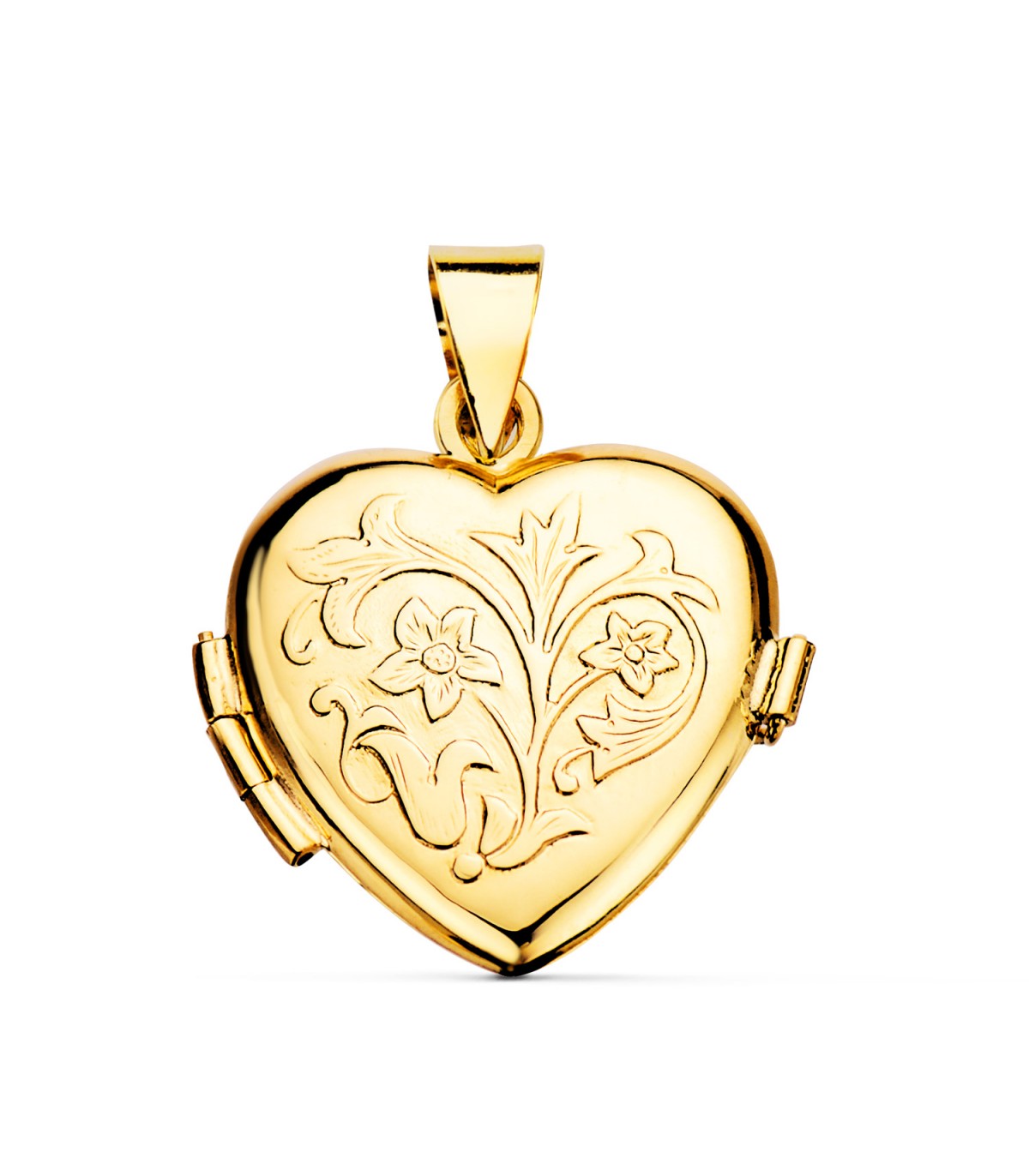 Ciondolo Portafoto Cuore oro 18 Kt 20 MM Floreale