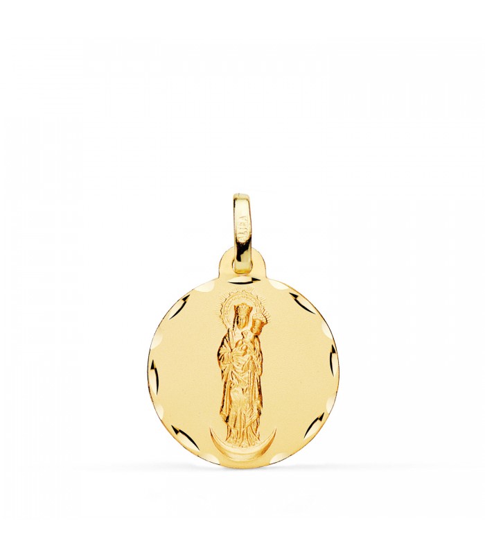 Virgen de la Almudena, virgen con niño en brazos - medallas religiosas oro 18k - tamaño: 18mm