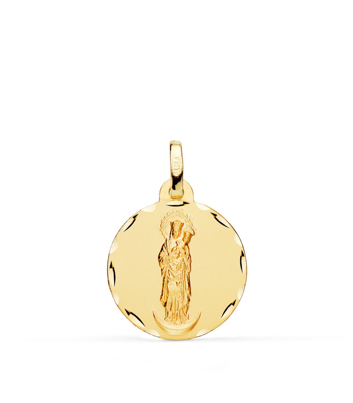 Virgen de la Almudena, virgen con niño en brazos - medallas religiosas oro 18k - tamaño: 18mm