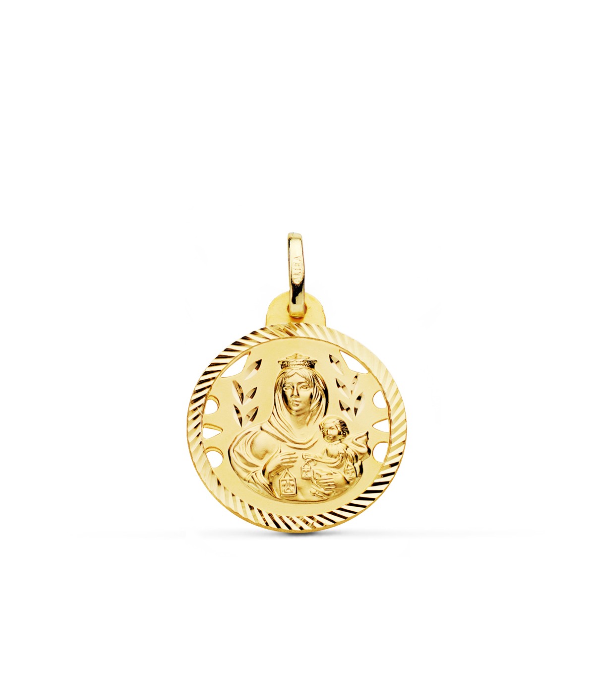 Medalla Virgen Carmen Oro 18K 20mm Calada - medallas religiosas - Nuestra señora del Carmen
