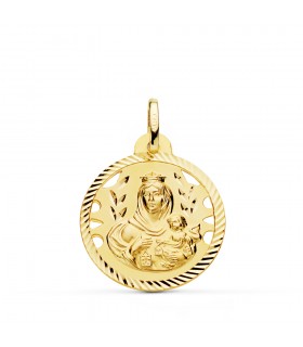 Medalla Virgen Carmen Oro 18K 22mm Calada - medallas religiosas - Nuestra señora del Carmen