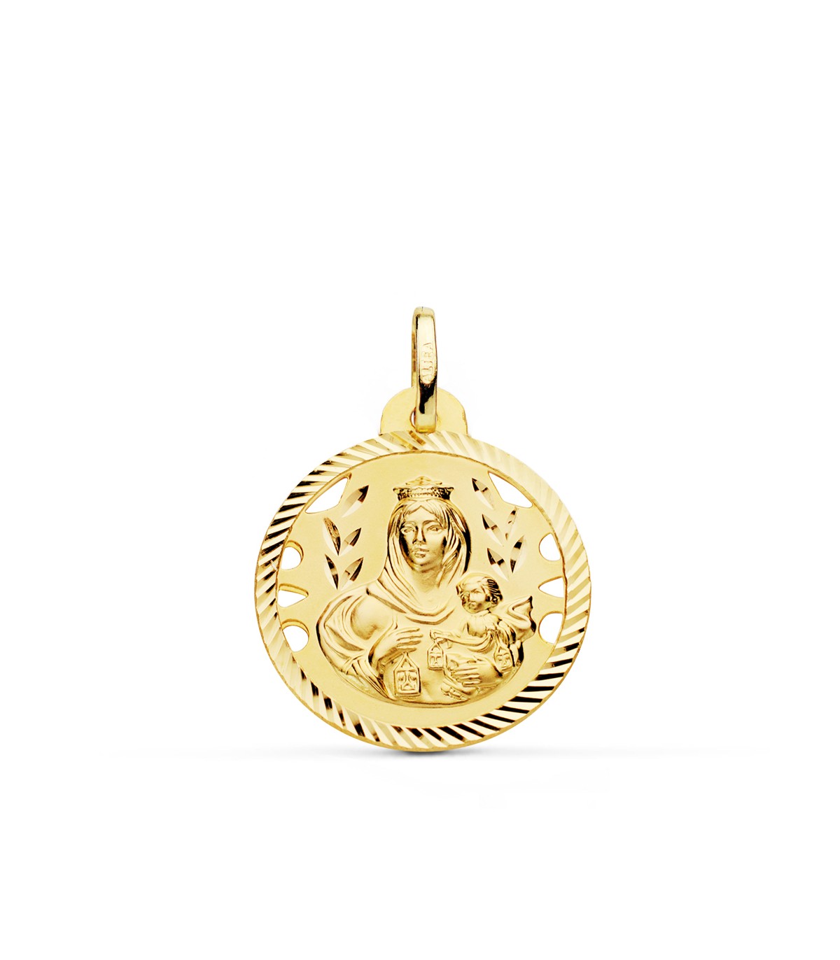 Medalla Virgen Carmen Oro 18K 22mm Calada - medallas religiosas - Nuestra señora del Carmen