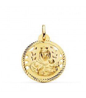 Medalla Virgen Carmen Oro 18K 24mm Calada - medallas religiosas - Nuestra señora del Carmen