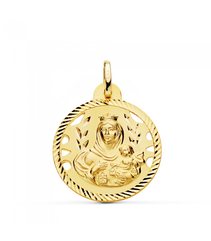 Médaille Vierge du Mont Carmel Or 18 Carats 24mm Ajourée - médailles religieuses - bijouterie pas cher