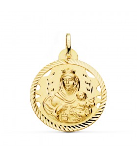 Medalla Virgen Carmen Oro 18K 26mm Calada - medallas religiosas - Nuestra señora del Carmen