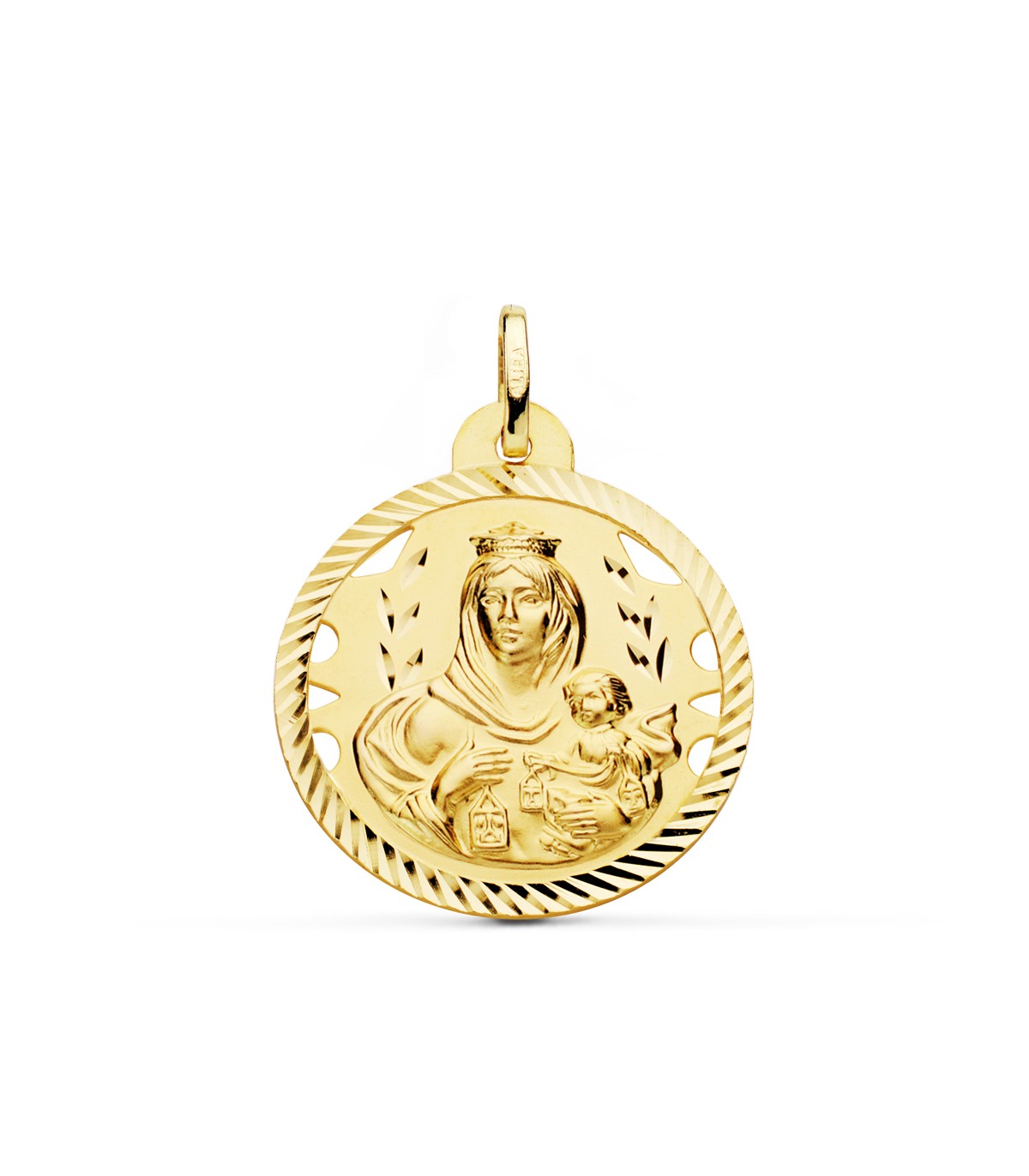 Medalla Virgen Carmen Oro 18K 26mm Calada - medallas religiosas - Nuestra señora del Carmen