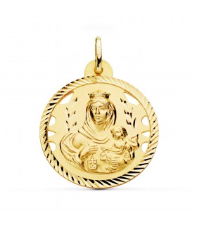 Medalla Virgen Carmen Oro 18K 28mm Calada - medallas religiosas - Imagen Nuestra señora del Carmen