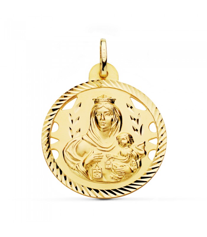 Médaille Vierge du Mont Carmel Or 18 Carats 28mm Ajourée ✓ Bijouterie en ligne Alda Joyeros