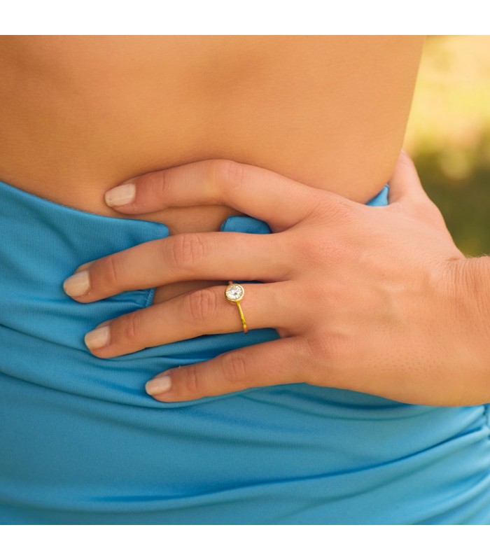 Solitario Mujer Oro amarillo 18k Belice anillo de pedida de boda