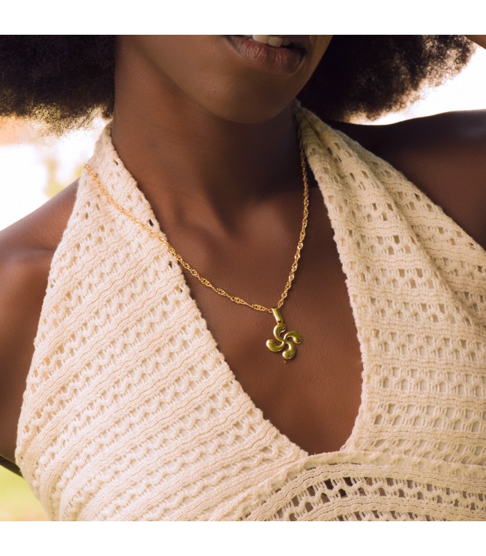Colgante Lauburu Oro Amarillo 18K 20 mm - Símbolo celta, cruz vasca