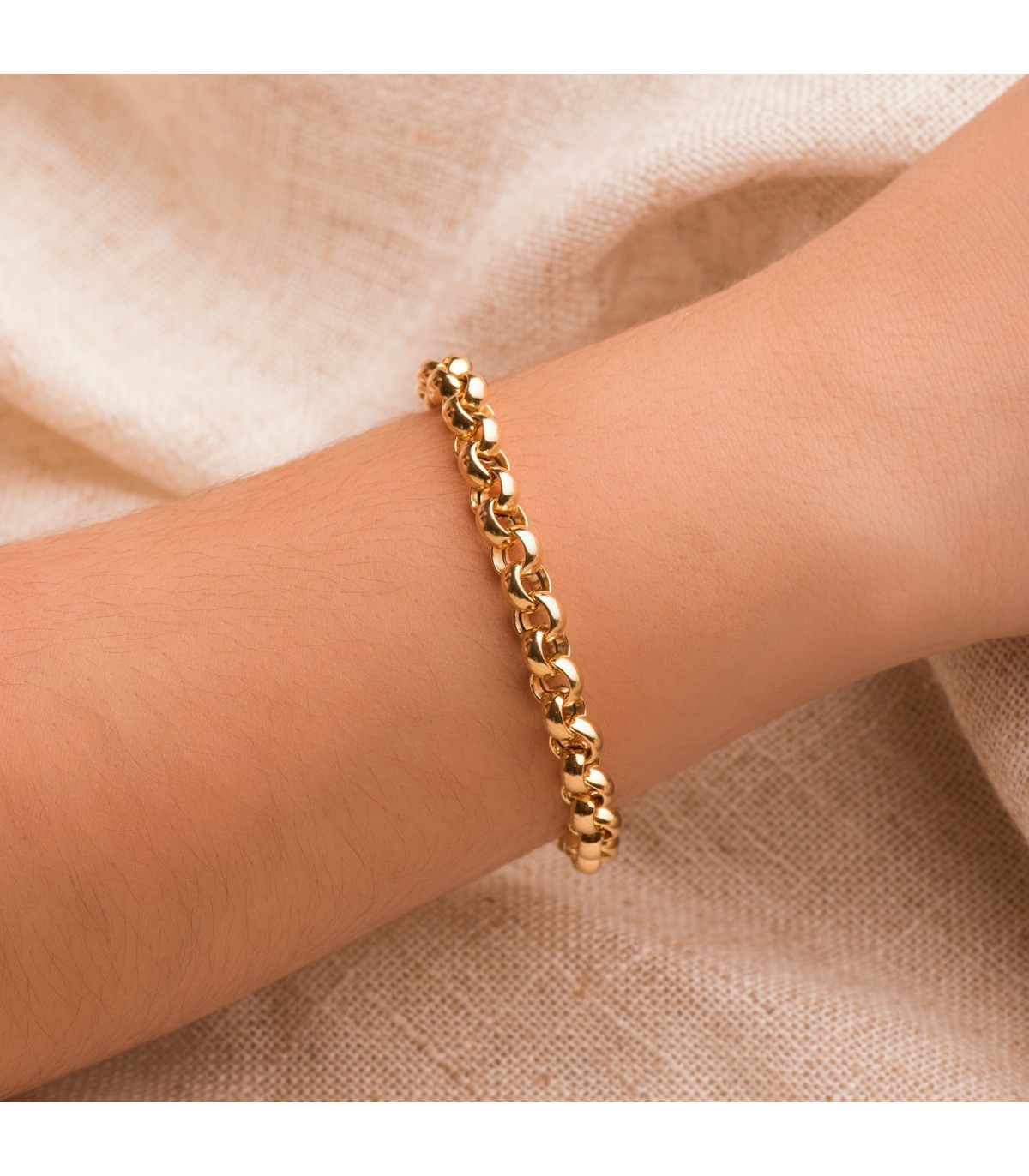 Pulsera Cadena Rolo Oro 18K 7mm 19cm | pulsera cadena , pulseras de mujer, pulseras hombre | Joyas unisex