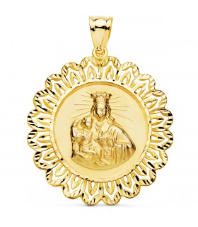 V. Carmen y C. Jesús Oro 18K Escapulario Orla 37mm - medalla religiosa católica - joyería online