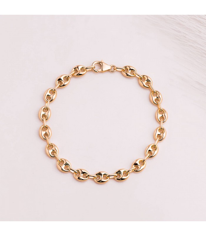 Pulsera Grano de Café Oro 18K 6mm 19cm | pulsera cadena |pulseras para mujer