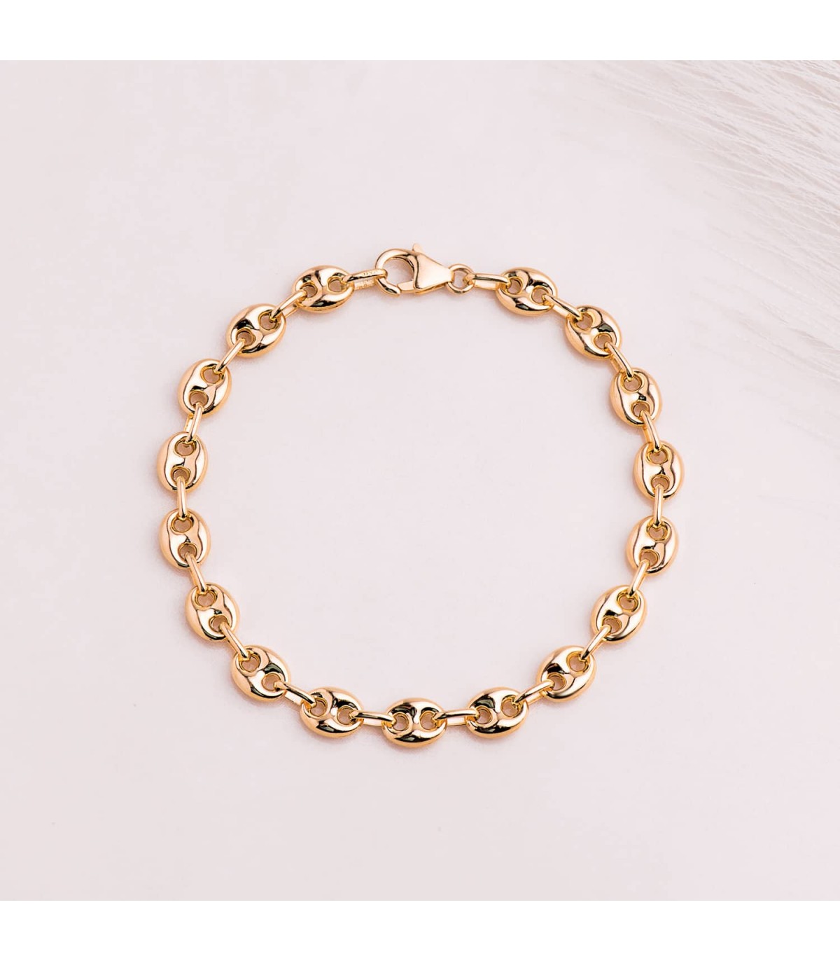Pulsera Grano de Café Oro 18K 6mm 19cm | pulsera cadena |pulseras para mujer