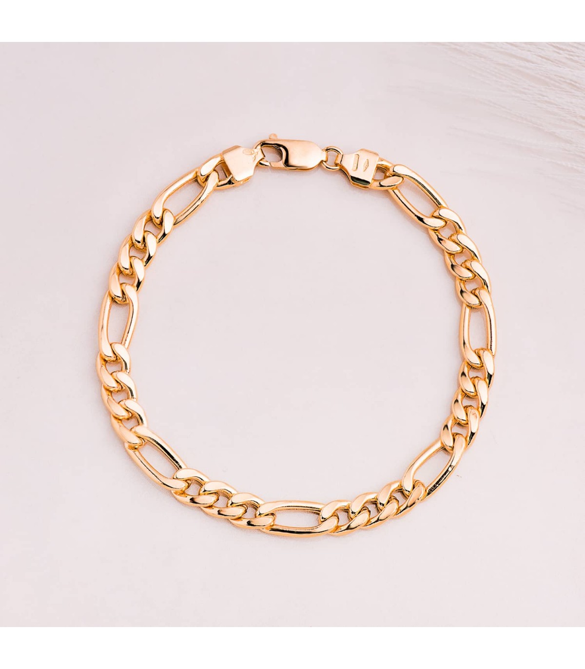 Pulsera Fígaro Oro 18 K 21 cm 6.5 mm - pulseras de hombre - pulseras oro par hombres - pulsera cadena - pulsera gruesa