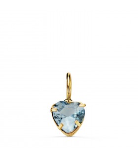 Pendentif Coeur Or 18K 5 mm Aigue-marine | pendentif pour femme | pendentif or jaune |pendentif or 18K