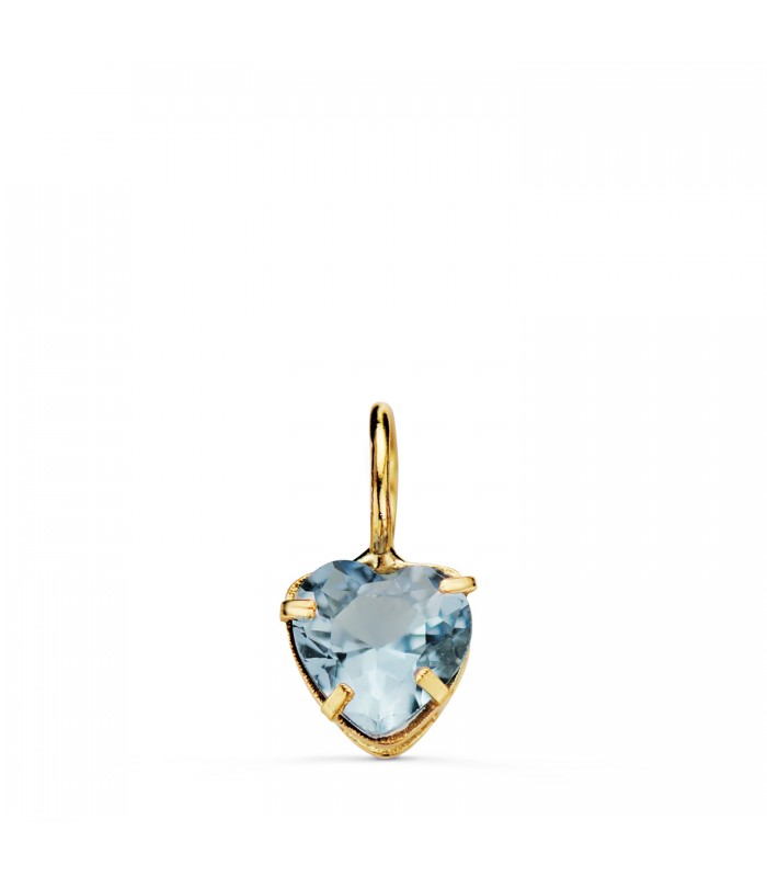 Pendentif Coeur Or 18K 5 mm Aigue-marine | pendentif pour femme | pendentif or jaune |pendentif or 18K