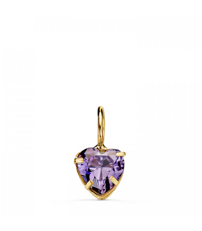 Colgante Corazón Oro 18K 5 mm Amatista | colgantes de mujer, piedras de colores