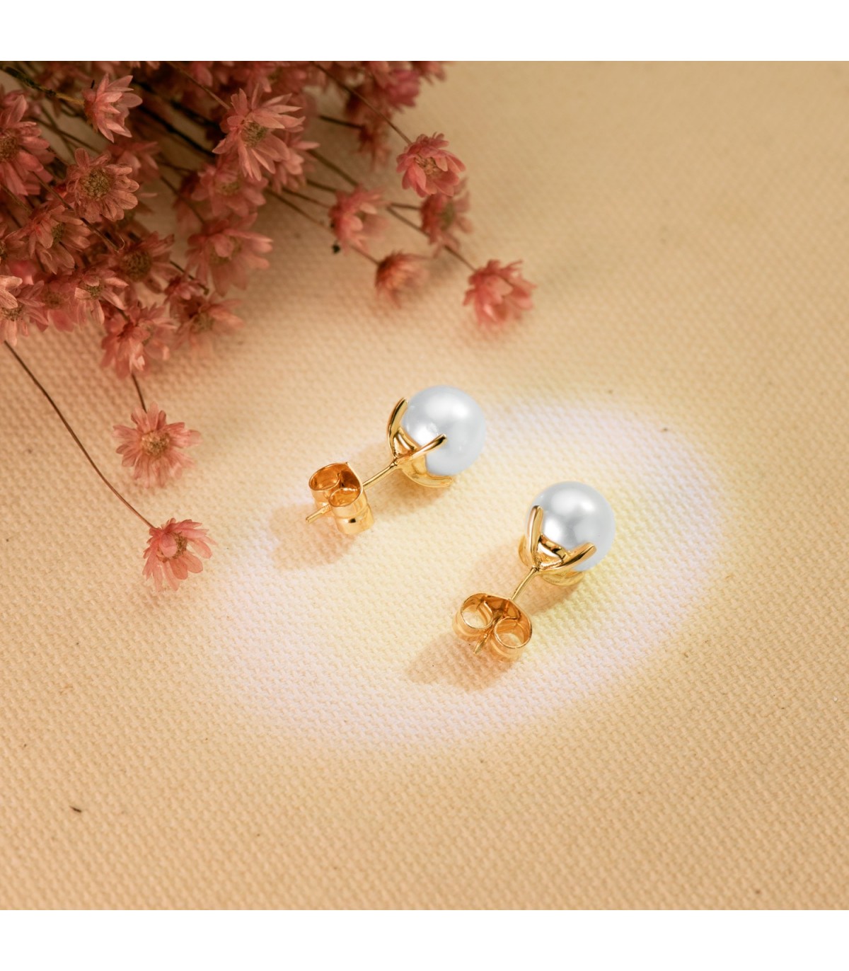 Perlenstecker mit weißer Süßwasserperle 8,5MM - Ohrringe für Damen 750er Gold