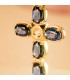 Pendentif Croix Or Jaune 28mm Saphirs et Diamant | bijoux femme | croix or jaune