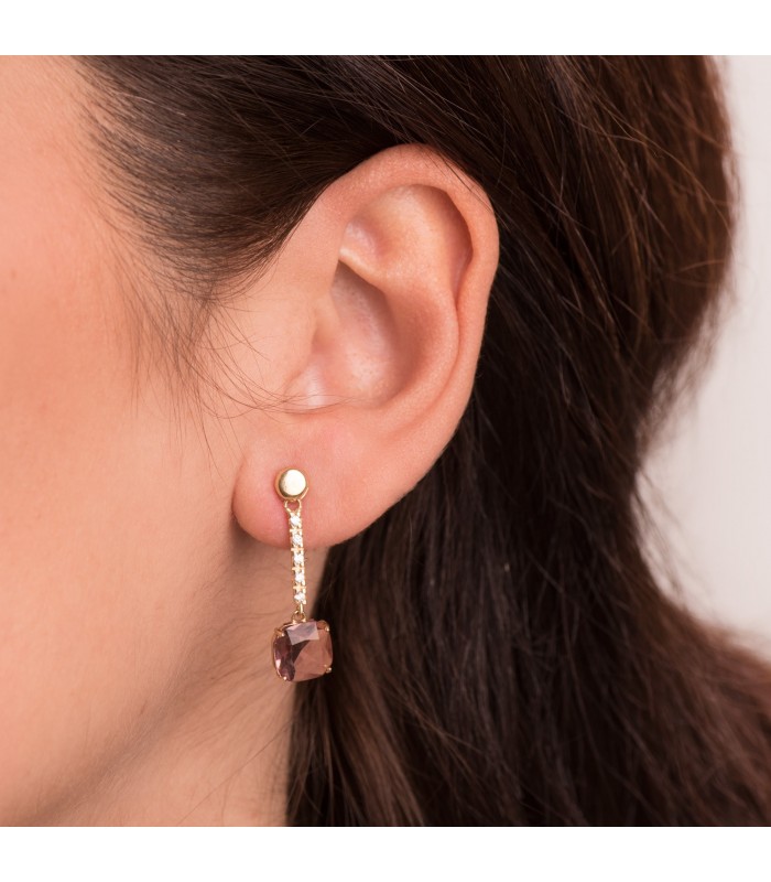 Boucles d'oreilles Harlem Or Jaune 18K Kunzite